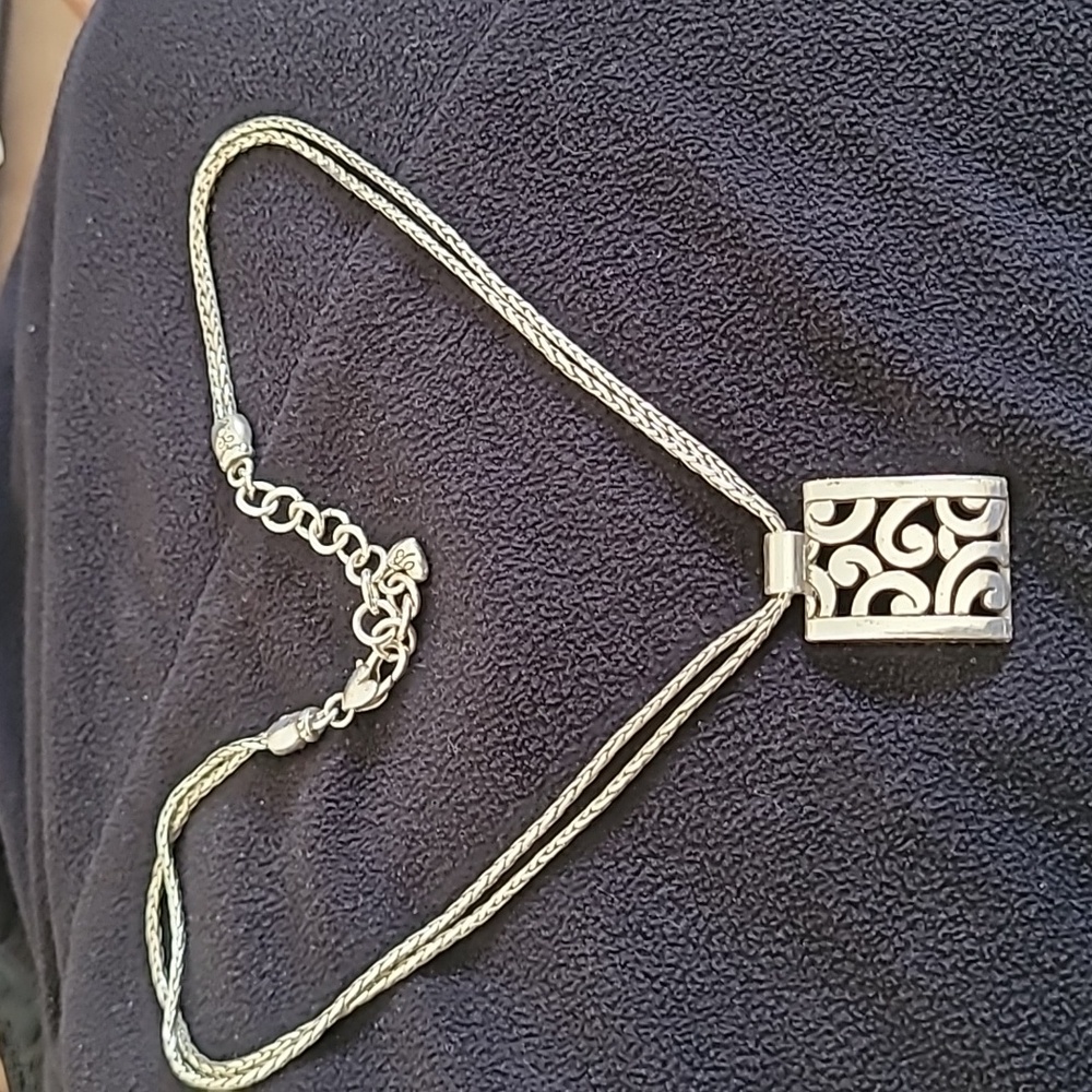 Brighton Contempo Double Strand Necklace- Silver Plated- 15" adjustable